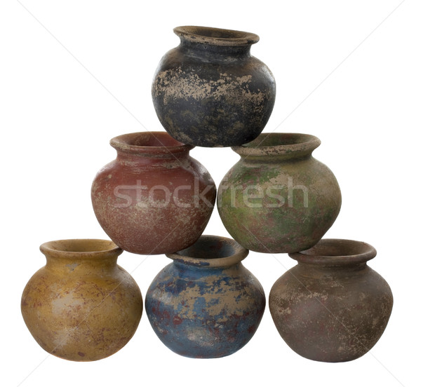 six clay plant pots stacked in a pyramid Stock photo © PixelsAway