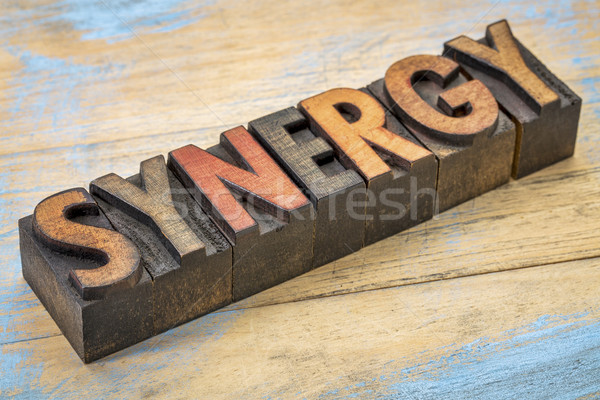 synergy word in wood type Stock photo © PixelsAway