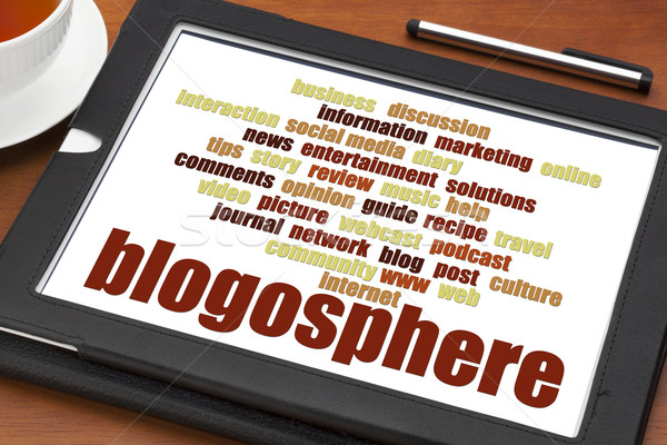 blogosphere word cloud on tablet Stock photo © PixelsAway