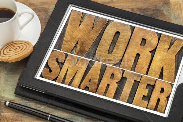work smarter- wood type text on tablet Stock photo © PixelsAway