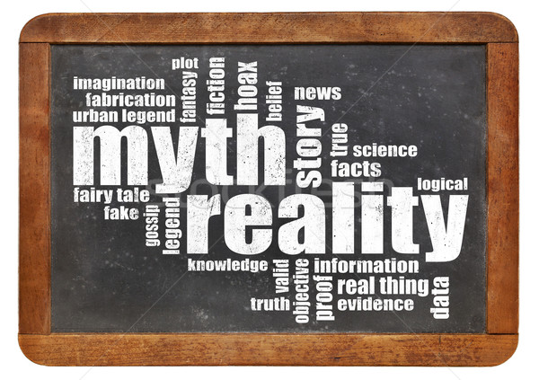Mythe realiteit woordwolk geïsoleerd vintage nieuws Stockfoto © PixelsAway