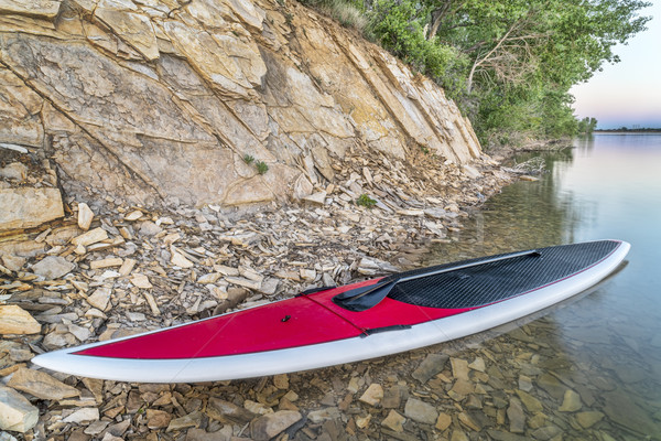 stand up paddleboard on lake Stock photo © PixelsAway