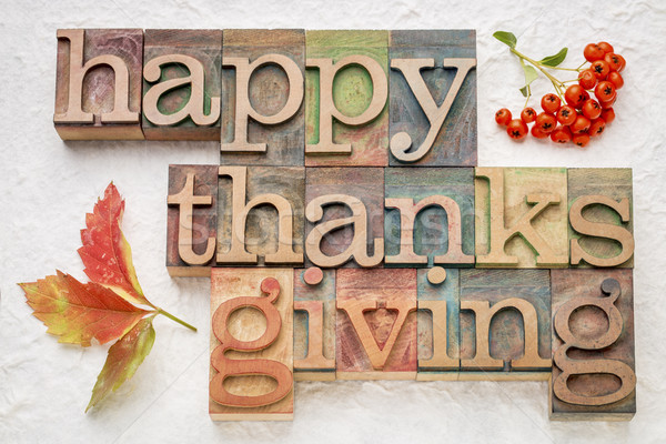 Happy Thanksgiving in wood type Stock photo © PixelsAway