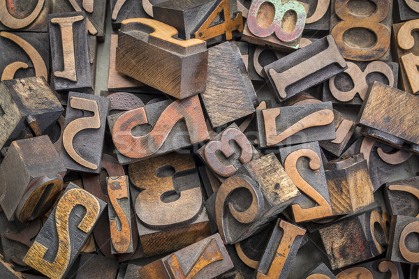 Stock photo: number wood type blocks background