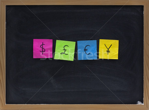 symbols of four currencies on blackboard Stock photo © PixelsAway