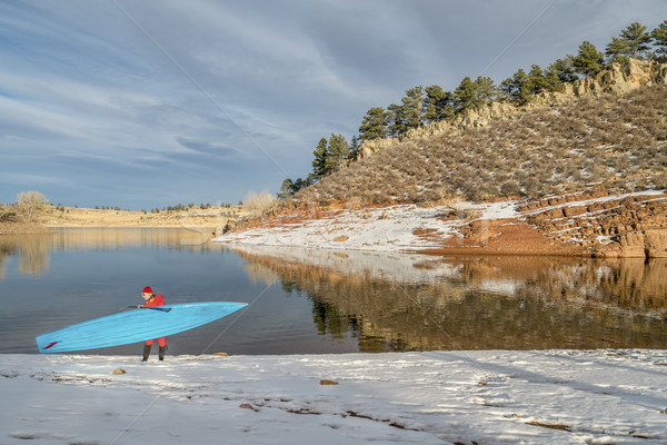 winter stand up paddling in Colorado Stock photo © PixelsAway