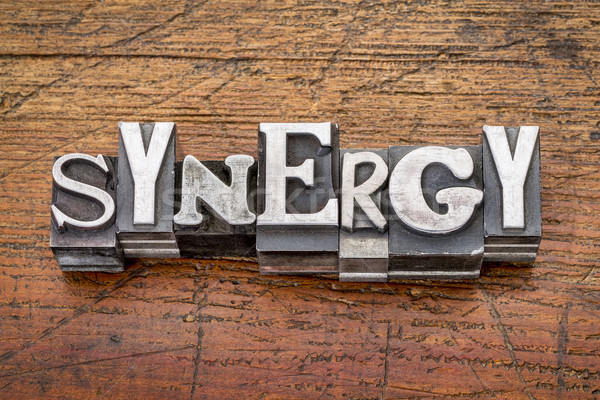 synergy word in metal type Stock photo © PixelsAway