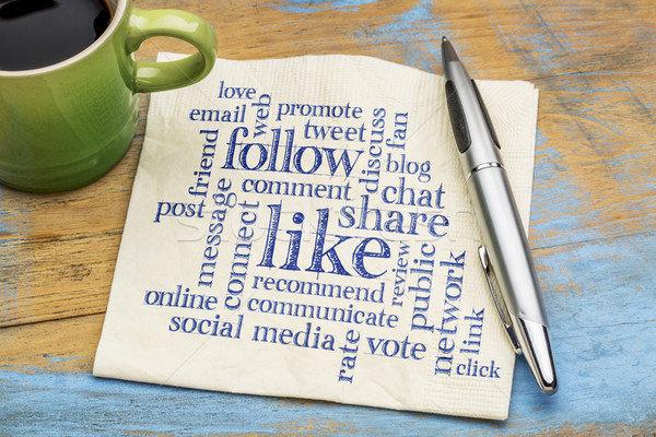 like, share follow word cloud Stock photo © PixelsAway