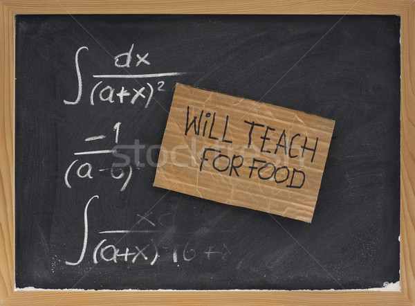 will teach for food - cardboard sign on blackboard Stock photo © PixelsAway