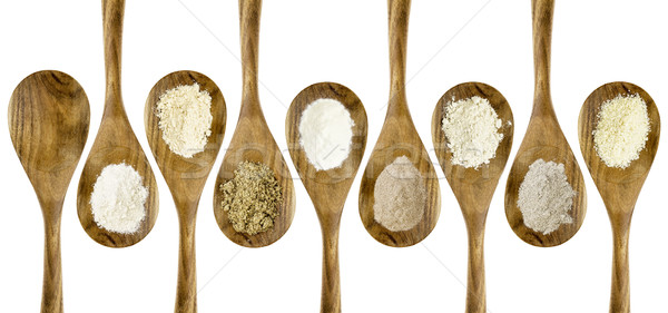 Sin gluten harina cuchara colección establecer almendra Foto stock © PixelsAway