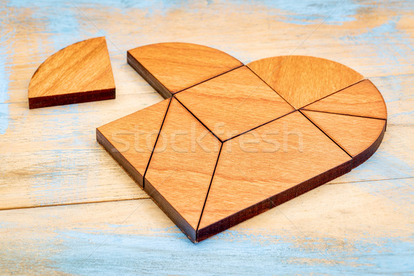 Stock photo: wooden heart tangram