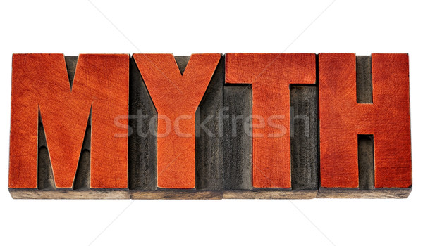 Stockfoto: Mythe · woord · hout · type · geïsoleerd