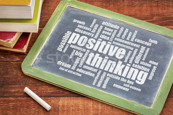 Pozitív gondolkodik szófelhő fehér kréta szöveg Stock fotó © PixelsAway