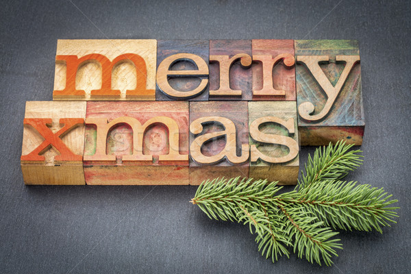 Merry Christmas in wood type Stock photo © PixelsAway