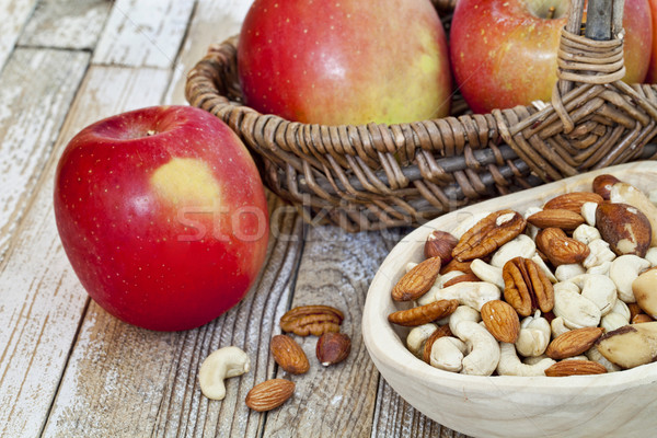 Stock photo: apples and nuts