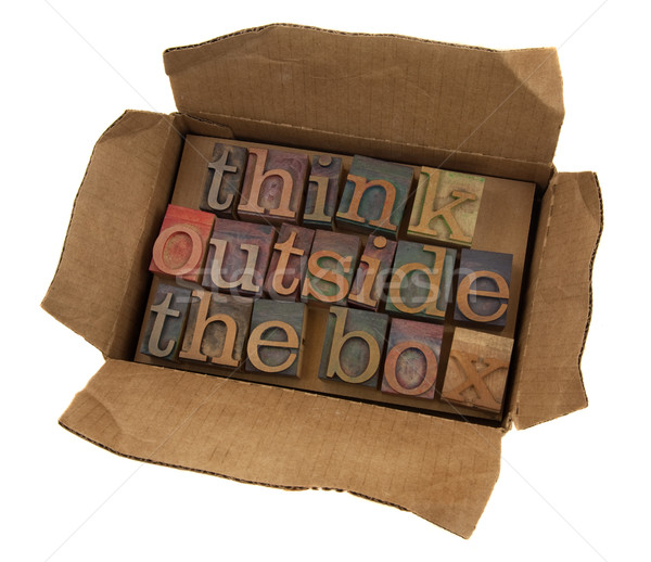 Gondolkodik kívül doboz szavak klasszikus magasnyomás Stock fotó © PixelsAway
