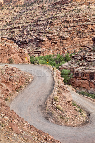 Canyon weg steil bodem oranje snelweg Stockfoto © PixelsAway