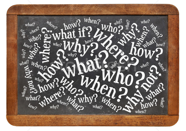 brainstorming questions on blackboard Stock photo © PixelsAway