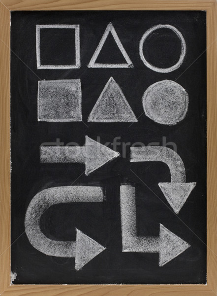 geometrical shapes and arrow - white chalk on blackboard Stock photo © PixelsAway