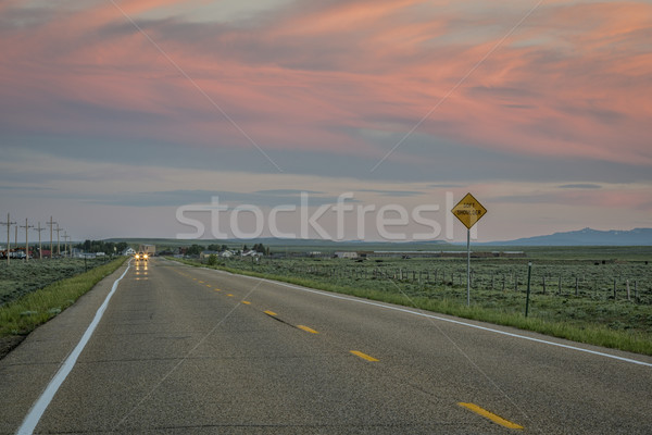 Stockfoto: Snelweg · schemering · Colorado · roze · hemel · noorden