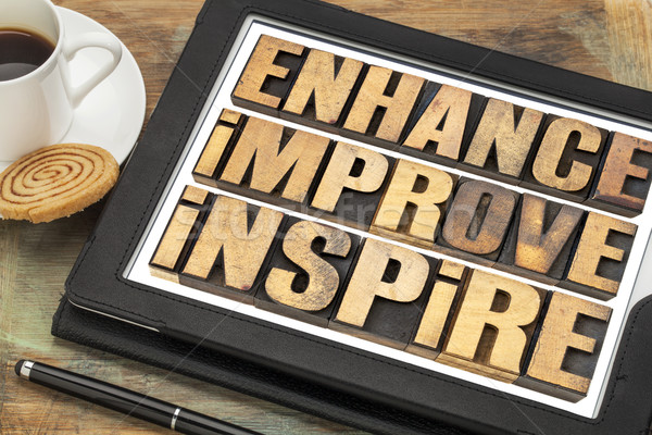 enhance, improve, inspire word abstract Stock photo © PixelsAway