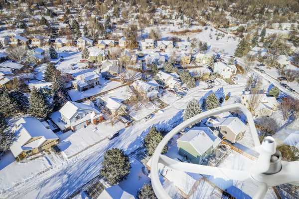 residential street aerial view Stock photo © PixelsAway