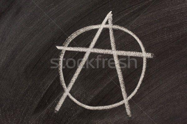 Anarchia symbol tablicy biały kredy tle Zdjęcia stock © PixelsAway