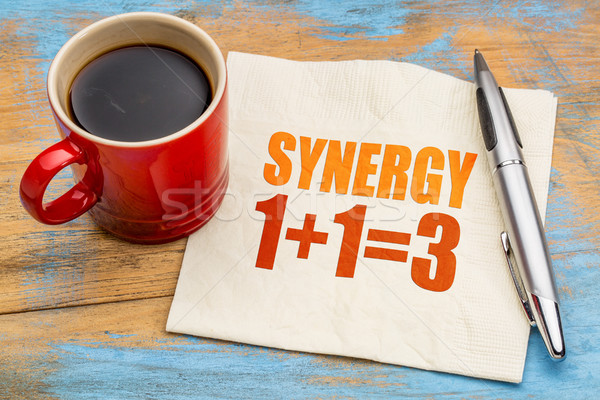 synergy concept on napkin Stock photo © PixelsAway