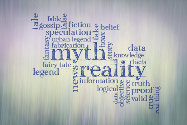 Mythe realiteit woordwolk handschrift kleur Stockfoto © PixelsAway
