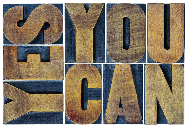 yes you can motivation phrase in wood type Stock photo © PixelsAway