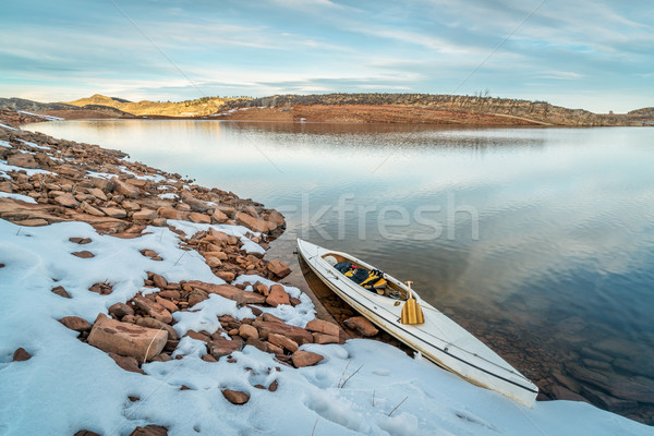 winter canoe paddling Stock photo © PixelsAway