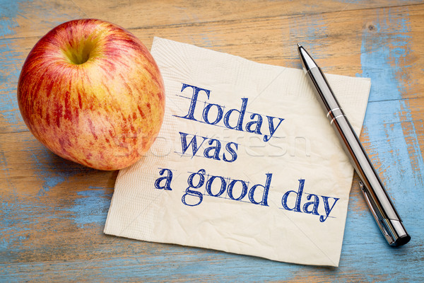 Hoy buena día positivo escritura servilleta Foto stock © PixelsAway