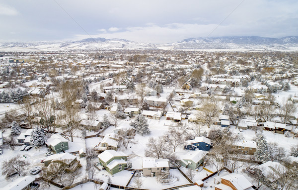 Mieszkaniowy sąsiedztwo zimą dekoracje widok z lotu ptaka typowy Zdjęcia stock © PixelsAway