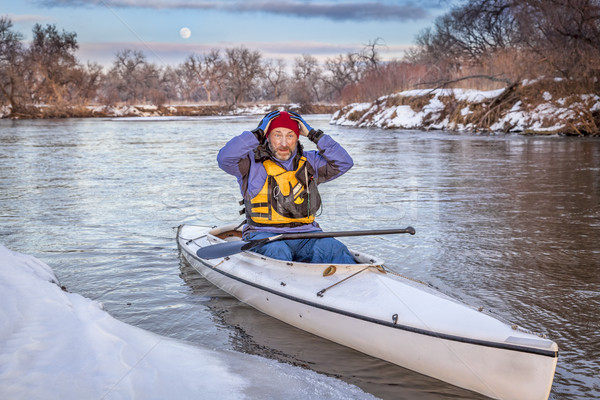 winter canoe paddling in COlorado Stock photo © PixelsAway