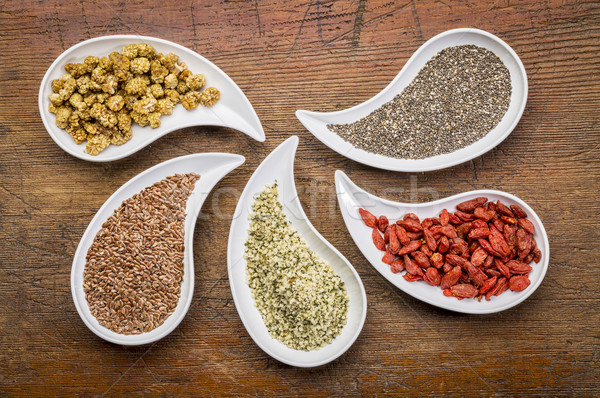 superfood collection in teardrop bowls Stock photo © PixelsAway