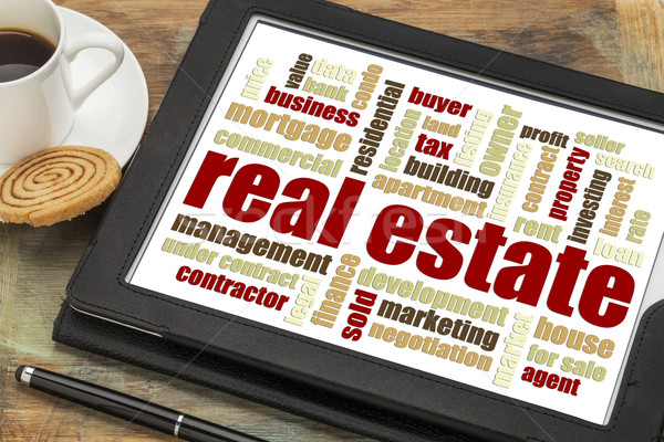real estate word cloud on tablet Stock photo © PixelsAway