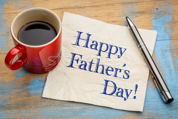 Felice padre giorno tovagliolo giorno di padri felice calligrafia Foto d'archivio © PixelsAway
