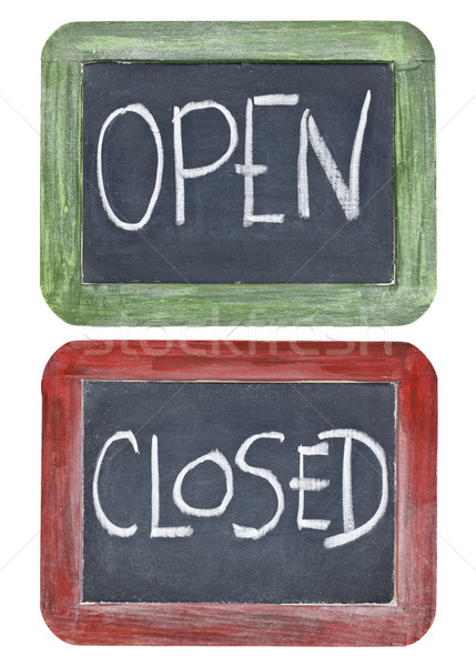 open and closed on blackboard Stock photo © PixelsAway