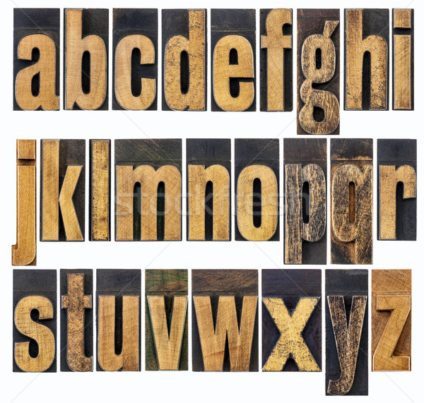 Stock photo: lowercase alphabet in wood type