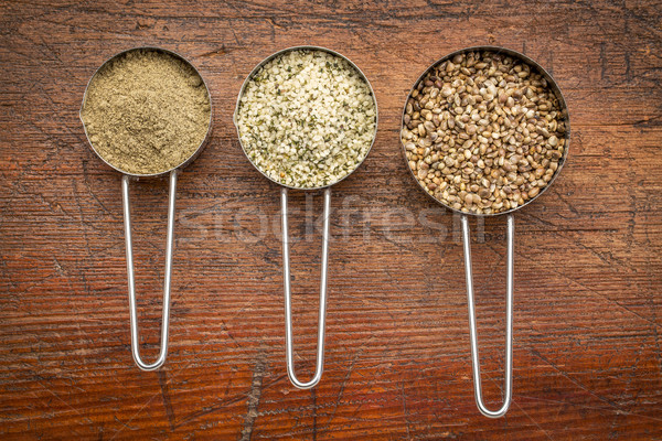 hemp seeds, hearts and protein powder Stock photo © PixelsAway