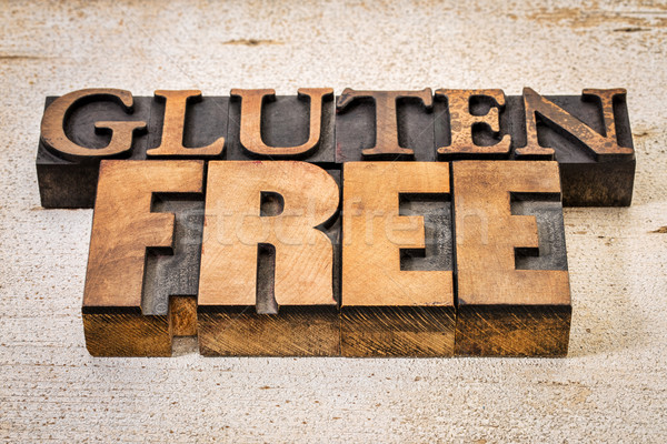 gluten free text in letterpress wood type Stock photo © PixelsAway