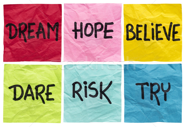 dream, believe, risk, try Stock photo © PixelsAway