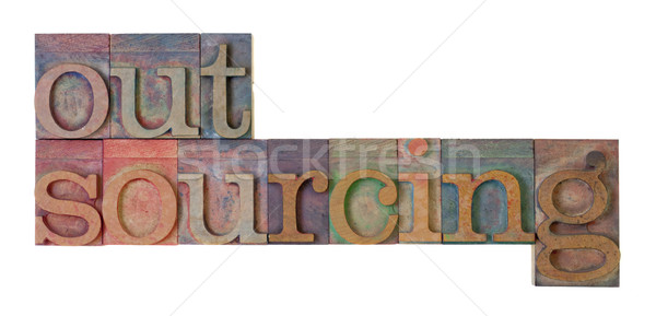 Outsourcing woord vintage hout type Stockfoto © PixelsAway