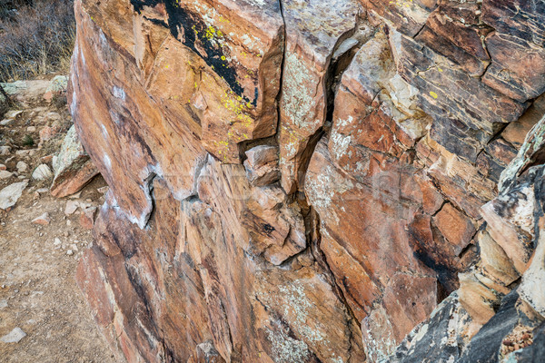 Stock photo: climbing wall with white chalk marks