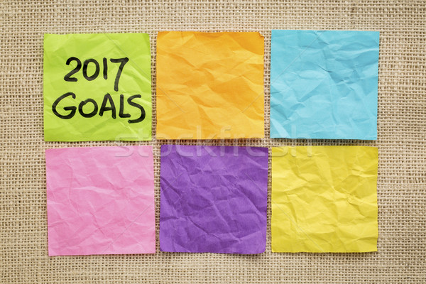 2017 trends in wood type New Year goals on sticky notes Stock photo © PixelsAway