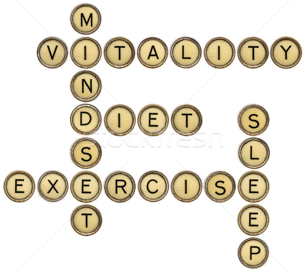 Vitalité mots croisés régime alimentaire dormir exercice Photo stock © PixelsAway