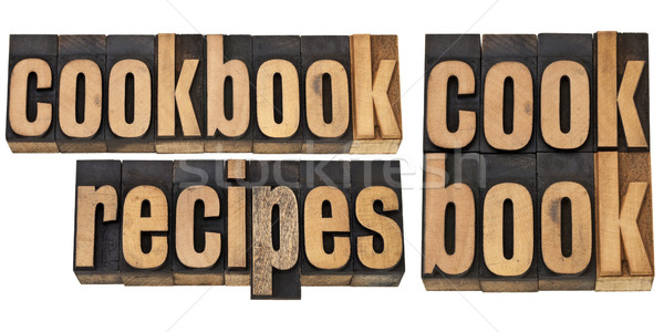 Kochbuch Rezepte Collage isoliert Worte Jahrgang Stock foto © PixelsAway