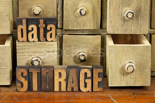 Stockage de données mots vintage bois type Photo stock © PixelsAway