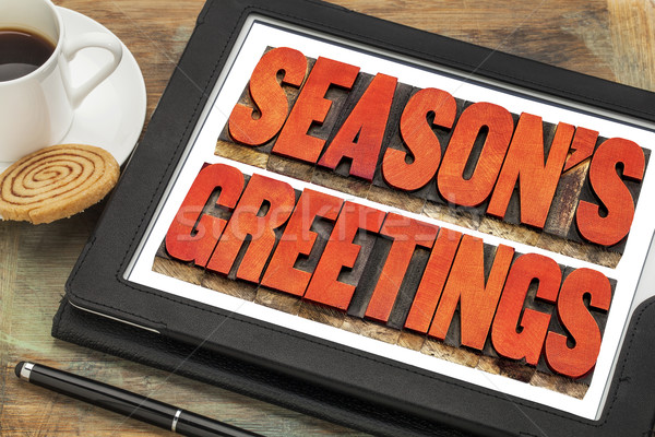 season greetings in wood  type Stock photo © PixelsAway