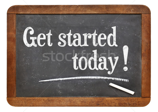 Vandaag motivatie tekst vintage Blackboard start Stockfoto © PixelsAway